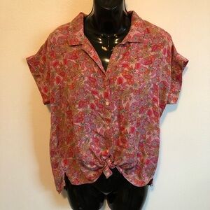 Lucky Brand Pink Floral Button Down Shirt